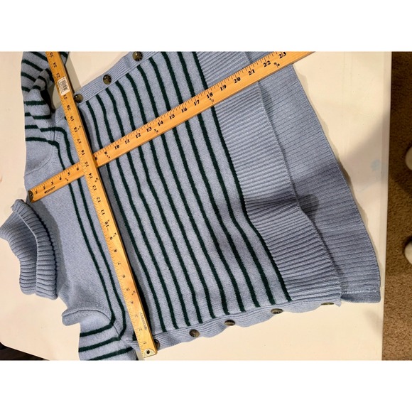 Tuckernuck Sophia Turtleneck Sweater Blue Hunter Green Size L Striped 100% Wool - Picture 7 of 8